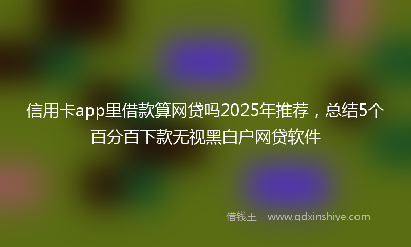 信用卡app里借款算网贷吗2025年推荐，总结5个百分百下款无视黑白户网贷软件