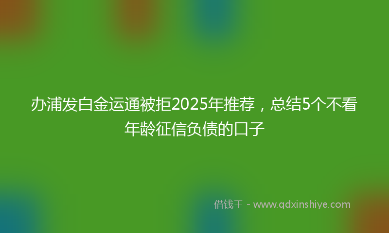 办浦发白金运通被拒2025年推荐，总结5个不看年龄征信负债的口子