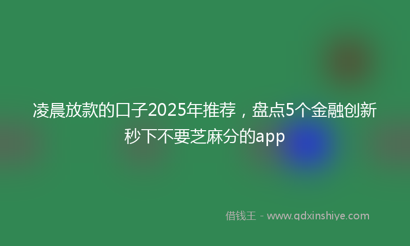 凌晨放款的口子2025年推荐，盘点5个金融创新秒下不要芝麻分的app
