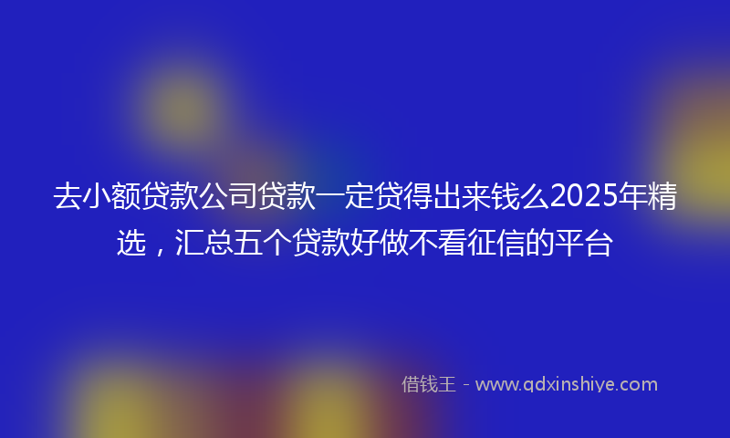 去小额贷款公司贷款一定贷得出来钱么2025年精选，汇总五个贷款好做不看征信的平台