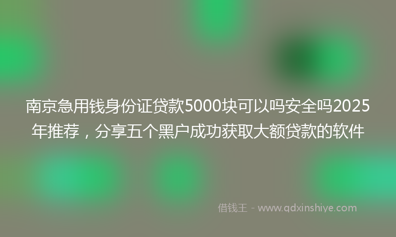 南京急用钱身份证贷款5000块可以吗安全吗2025年推荐，分享五个黑户成功获取大额贷款的软件