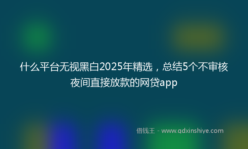 什么平台无视黑白2025年精选，总结5个不审核夜间直接放款的网贷app
