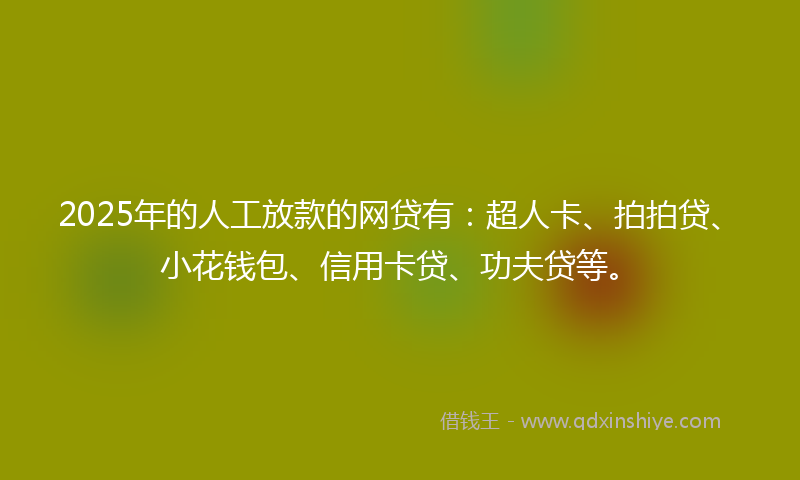 2025年的人工放款的网贷有：超人卡、拍拍贷、小花钱包、信用卡贷、功夫贷等。