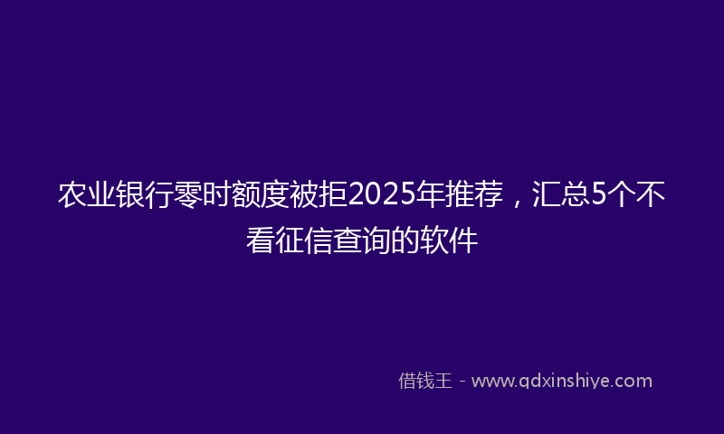 农业银行零时额度被拒2025年推荐，汇总5个不看征信查询的软件