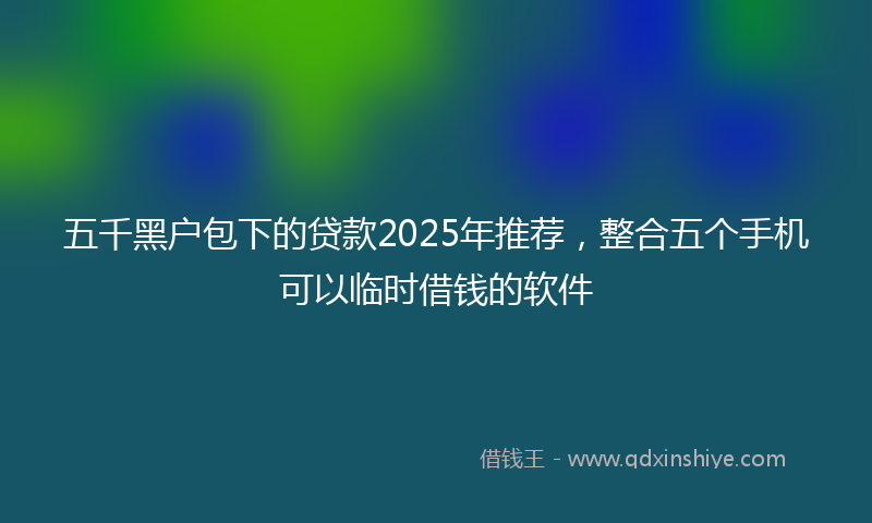 五千黑户包下的贷款2025年推荐，整合五个手机可以临时借钱的软件