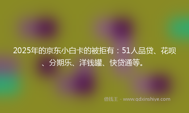 2025年的京东小白卡的被拒有:51人品贷、花呗、分期乐、洋钱罐、快贷通等。