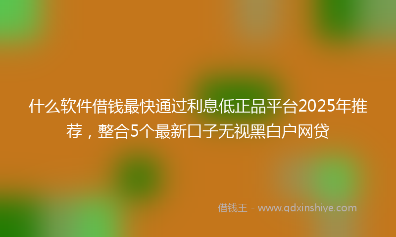 什么软件借钱最快通过利息低正品平台2025年推荐，整合5个最新口子无视黑白户网贷