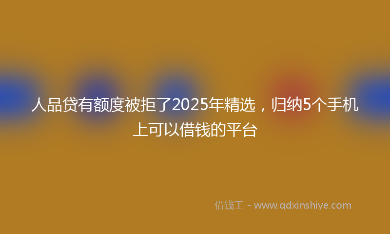 人品贷有额度被拒了2025年精选，归纳5个手机上可以借钱的平台