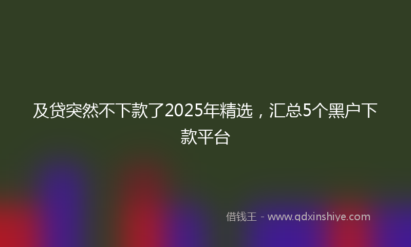 及贷突然不下款了2025年精选，汇总5个黑户下款平台