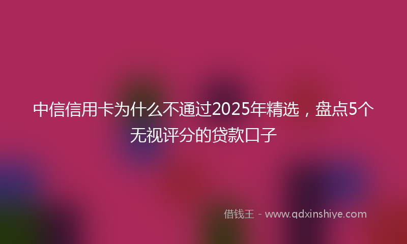 中信信用卡为什么不通过2025年精选，盘点5个无视评分的贷款口子