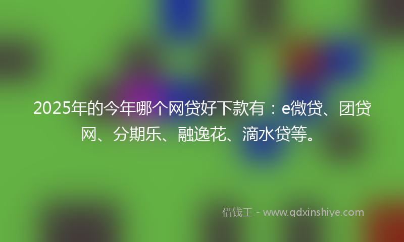 2025年的今年哪个网贷好下款有：e微贷、团贷网、分期乐、融逸花、滴水贷等。