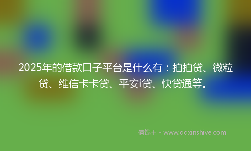 2025年的借款口子平台是什么有：拍拍贷、微粒贷、维信卡卡贷、平安i贷、快贷通等。