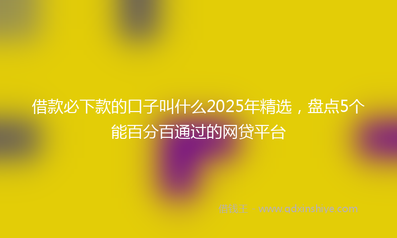 借款必下款的口子叫什么2025年精选，盘点5个能百分百通过的网贷平台