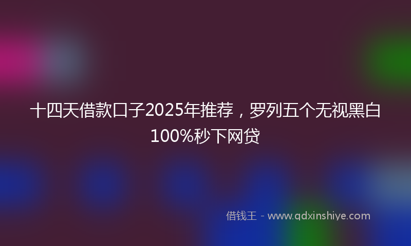 十四天借款口子2025年推荐，罗列五个无视黑白100%秒下网贷
