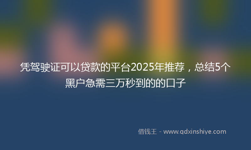 凭驾驶证可以贷款的平台2025年推荐，总结5个黑户急需三万秒到的的口子