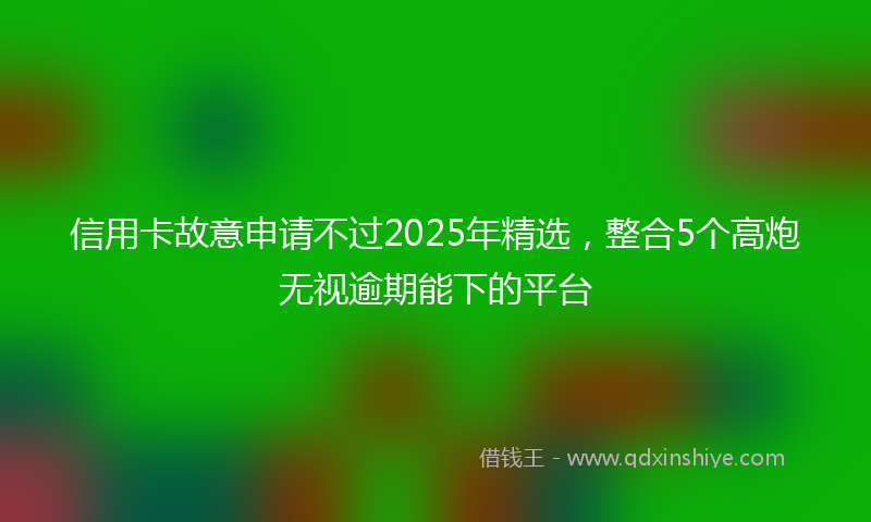 信用卡故意申请不过2025年精选，整合5个高炮无视逾期能下的平台