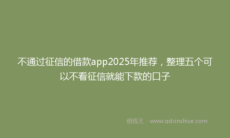 不通过征信的借款app2025年推荐,整理五个可以不看征信就能下款的口子