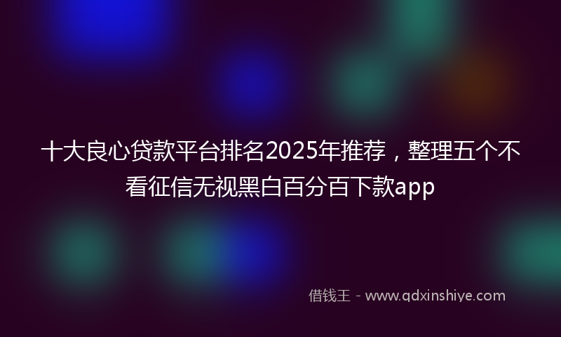 十大良心贷款平台排名2025年推荐，整理五个不看征信无视黑白百分百下款app