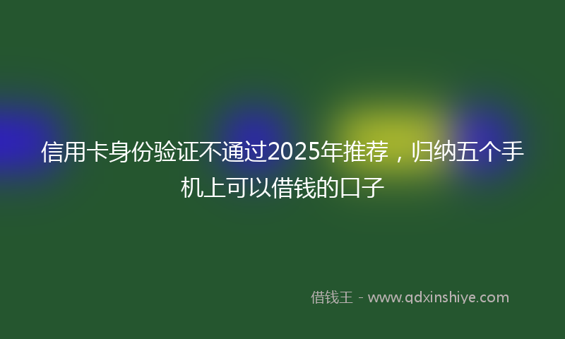 信用卡身份验证不通过2025年推荐，归纳五个手机上可以借钱的口子