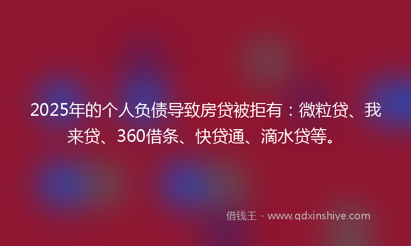 2025年的个人负债导致房贷被拒有：微粒贷、我来贷、360借条、快贷通、滴水贷等。