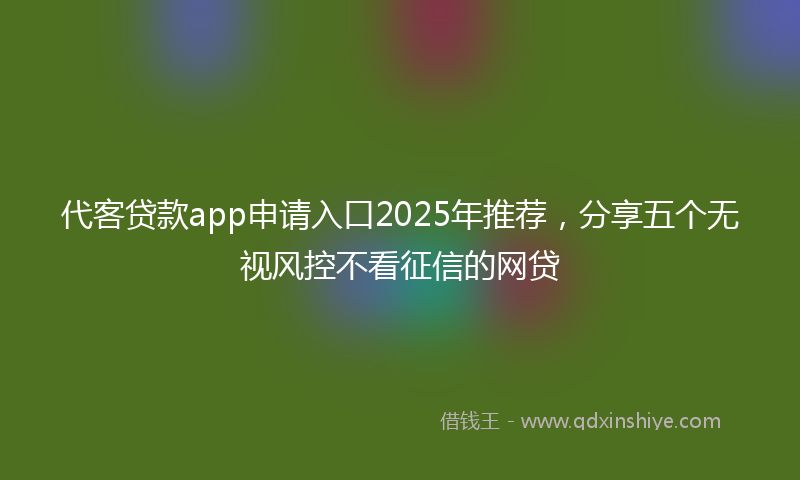 代客贷款app申请入口2025年推荐，分享五个无视风控不看征信的网贷