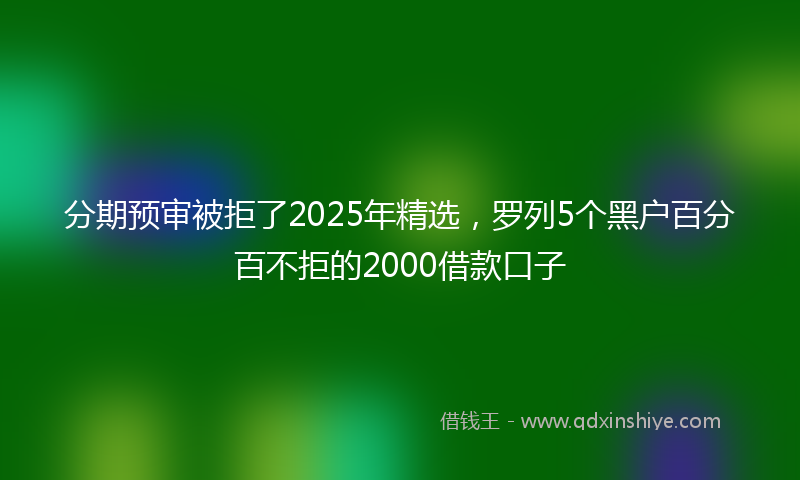 分期预审被拒了2025年精选，罗列5个黑户百分百不拒的2000借款口子