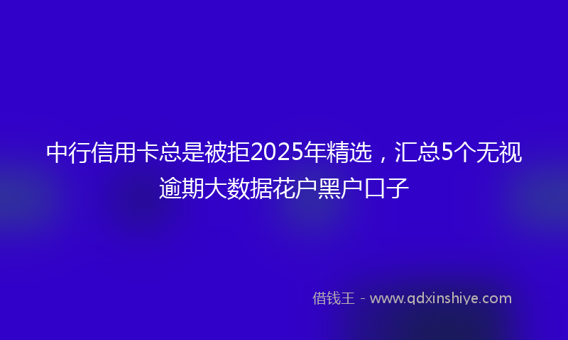 中行信用卡总是被拒2025年精选，汇总5个无视逾期大数据花户黑户口子