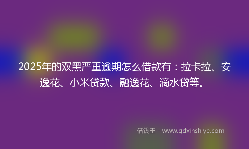 2025年的双黑严重逾期怎么借款有：拉卡拉、安逸花、小米贷款、融逸花、滴水贷等。