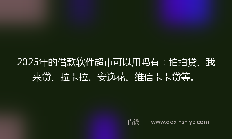 2025年的借款软件超市可以用吗有：拍拍贷、我来贷、拉卡拉、安逸花、维信卡卡贷等。