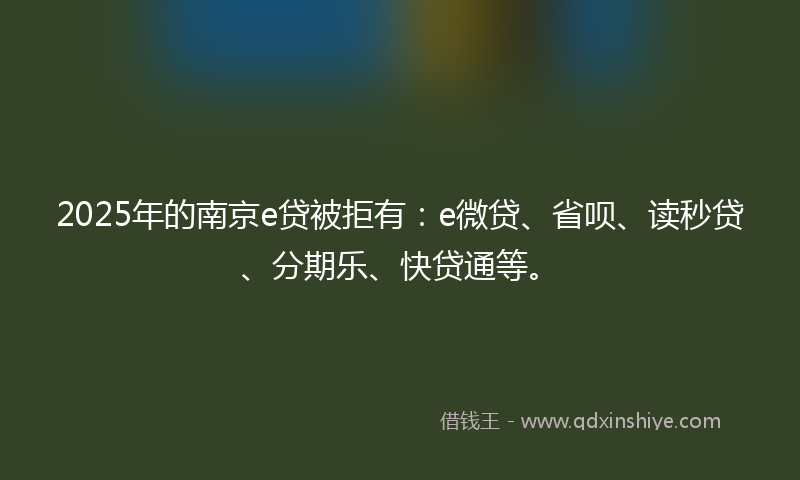 2025年的南京e贷被拒有：e微贷、省呗、读秒贷、分期乐、快贷通等。