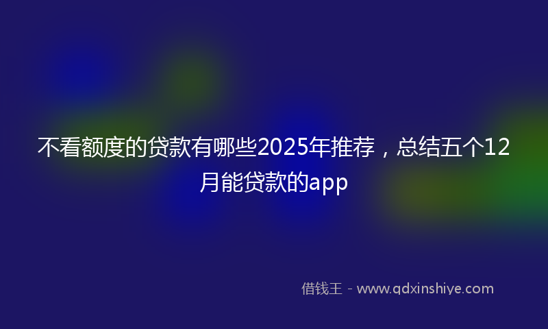 不看额度的贷款有哪些2025年推荐，总结五个12月能贷款的app
