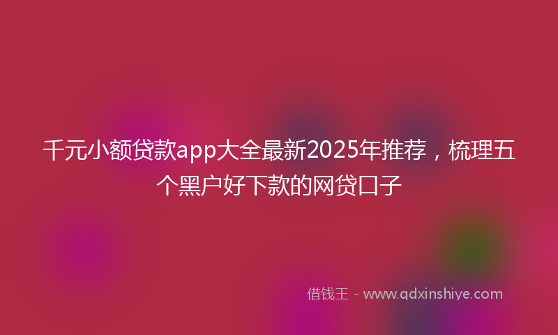 千元小额贷款app大全最新2025年推荐，梳理五个黑户好下款的网贷口子