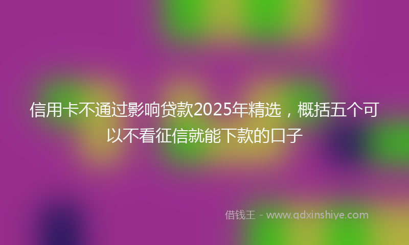 信用卡不通过影响贷款2025年精选，概括五个可以不看征信就能下款的口子