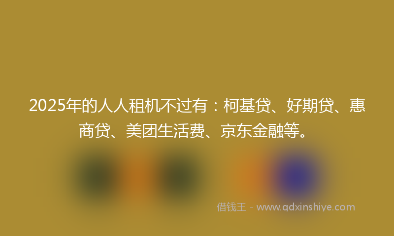 2025年的人人租机不过有：柯基贷、好期贷、惠商贷、美团生活费、京东金融等。