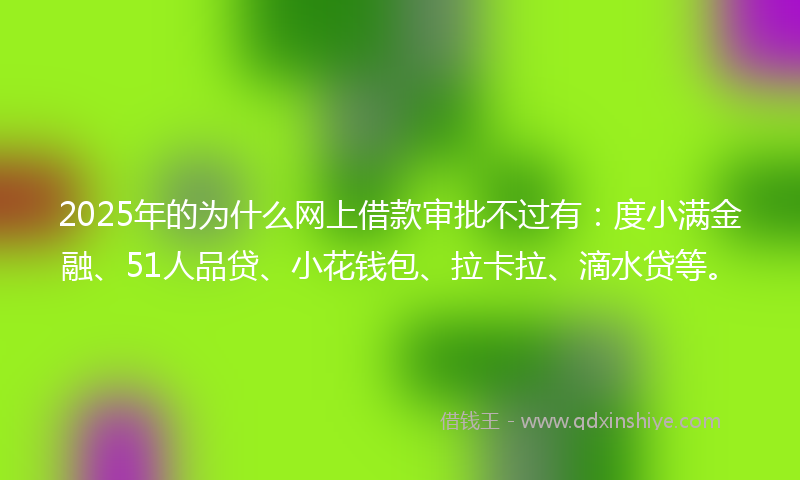 2025年的为什么网上借款审批不过有：度小满金融、51人品贷、小花钱包、拉卡拉、滴水贷等。