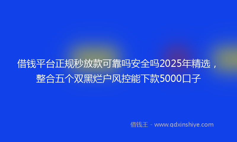 借钱平台正规秒放款可靠吗安全吗2025年精选，整合五个双黑烂户风控能下款5000口子