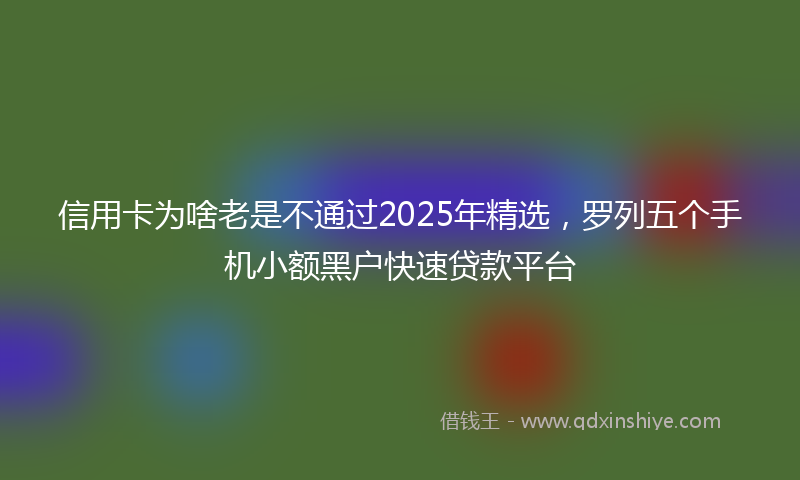 信用卡为啥老是不通过2025年精选，罗列五个手机小额黑户快速贷款平台