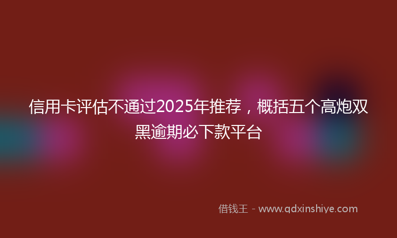 信用卡评估不通过2025年推荐，概括五个高炮双黑逾期必下款平台