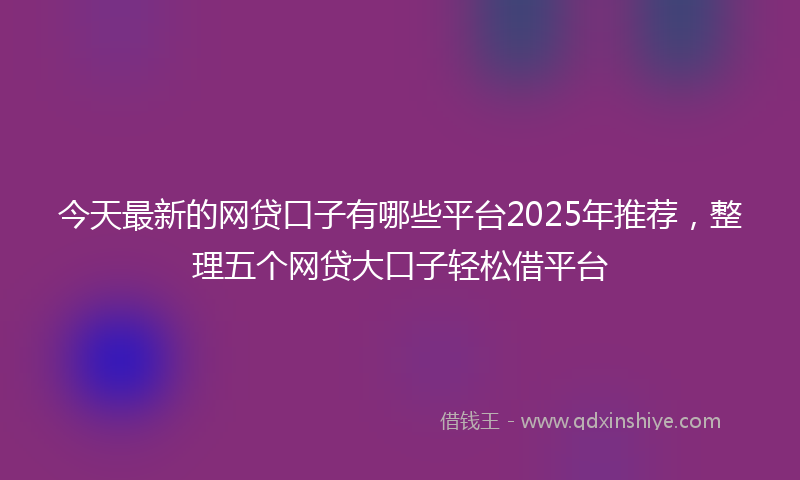 今天最新的网贷口子有哪些平台2025年推荐，整理五个网贷大口子轻松借平台