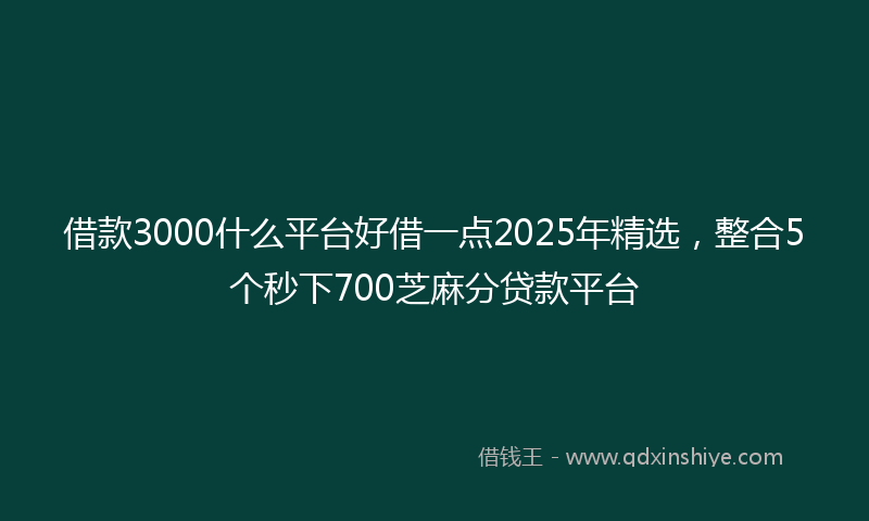 借款3000什么平台好借一点2025年精选，整合5个秒下700芝麻分贷款平台