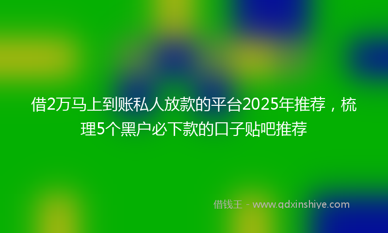借2万马上到账私人放款的平台2025年推荐，梳理5个黑户必下款的口子贴吧推荐
