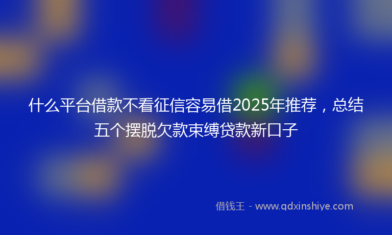 什么平台借款不看征信容易借2025年推荐,总结五个摆脱欠款束缚贷款新口子