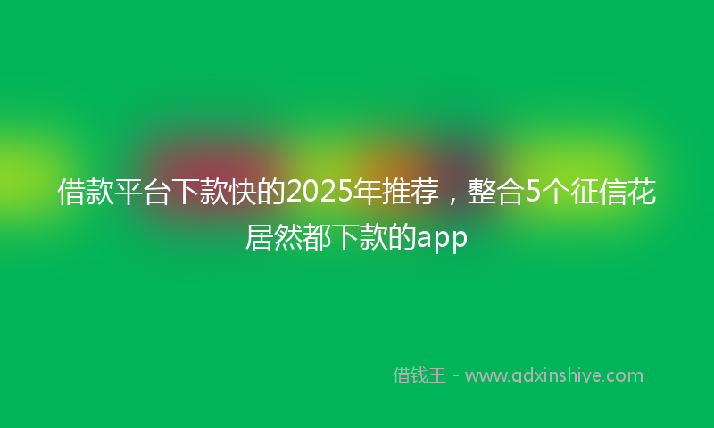 借款平台下款快的2025年推荐，整合5个征信花居然都下款的app
