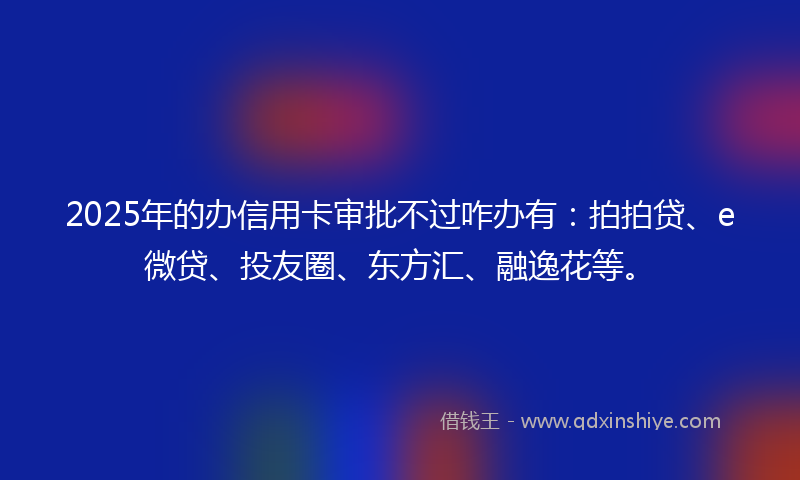 2025年的办信用卡审批不过咋办有：拍拍贷、e微贷、投友圈、东方汇、融逸花等。