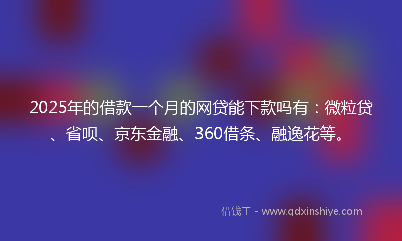 2025年的借款一个月的网贷能下款吗有：微粒贷、省呗、京东金融、360借条、融逸花等。