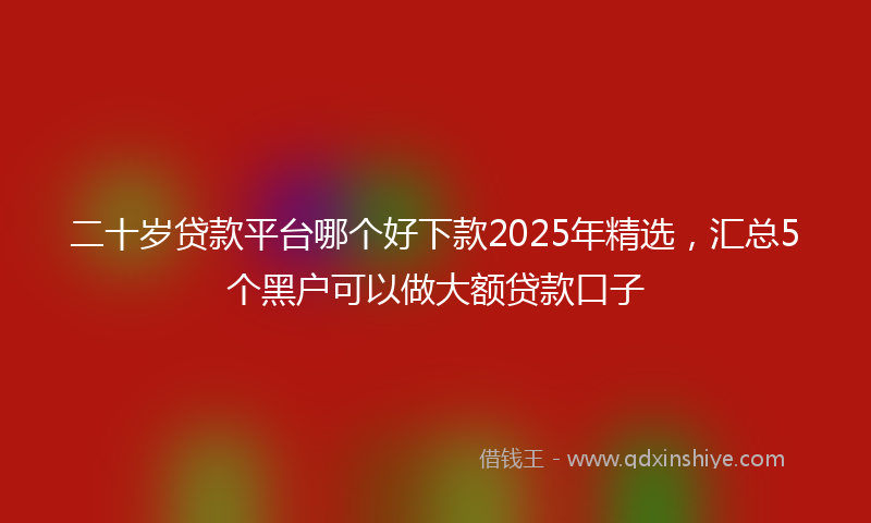 二十岁贷款平台哪个好下款2025年精选，汇总5个黑户可以做大额贷款口子