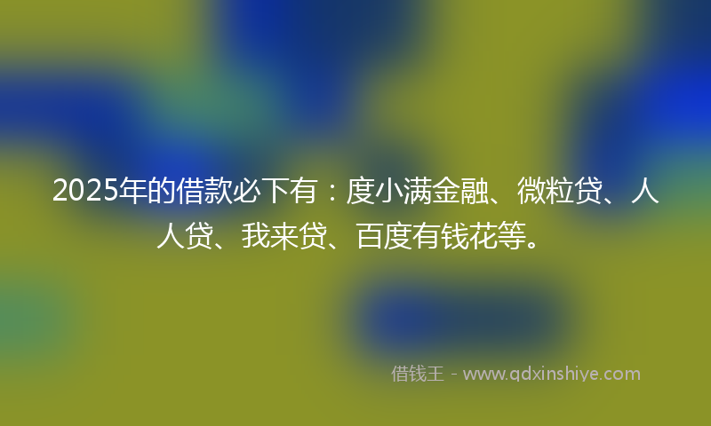 2025年的借款必下有:度小满金融、微粒贷、人人贷、我来贷、百度有钱花等。