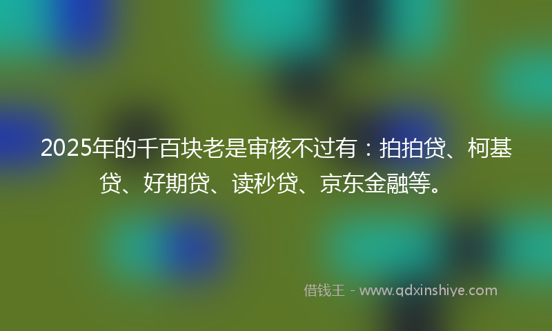 2025年的千百块老是审核不过有：拍拍贷、柯基贷、好期贷、读秒贷、京东金融等。