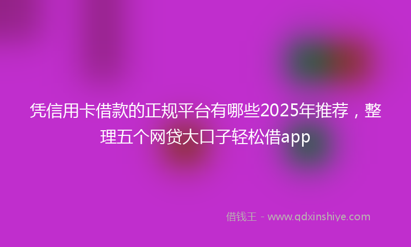 凭信用卡借款的正规平台有哪些2025年推荐，整理五个网贷大口子轻松借app