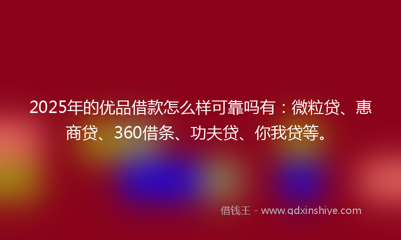 2025年的优品借款怎么样可靠吗有：微粒贷、惠商贷、360借条、功夫贷、你我贷等。